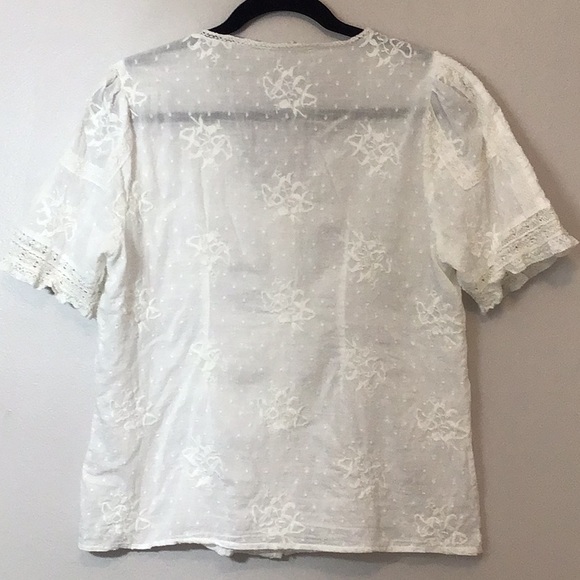 Anthropologie Lace Trimmed Blouse - Picture 2 of 11